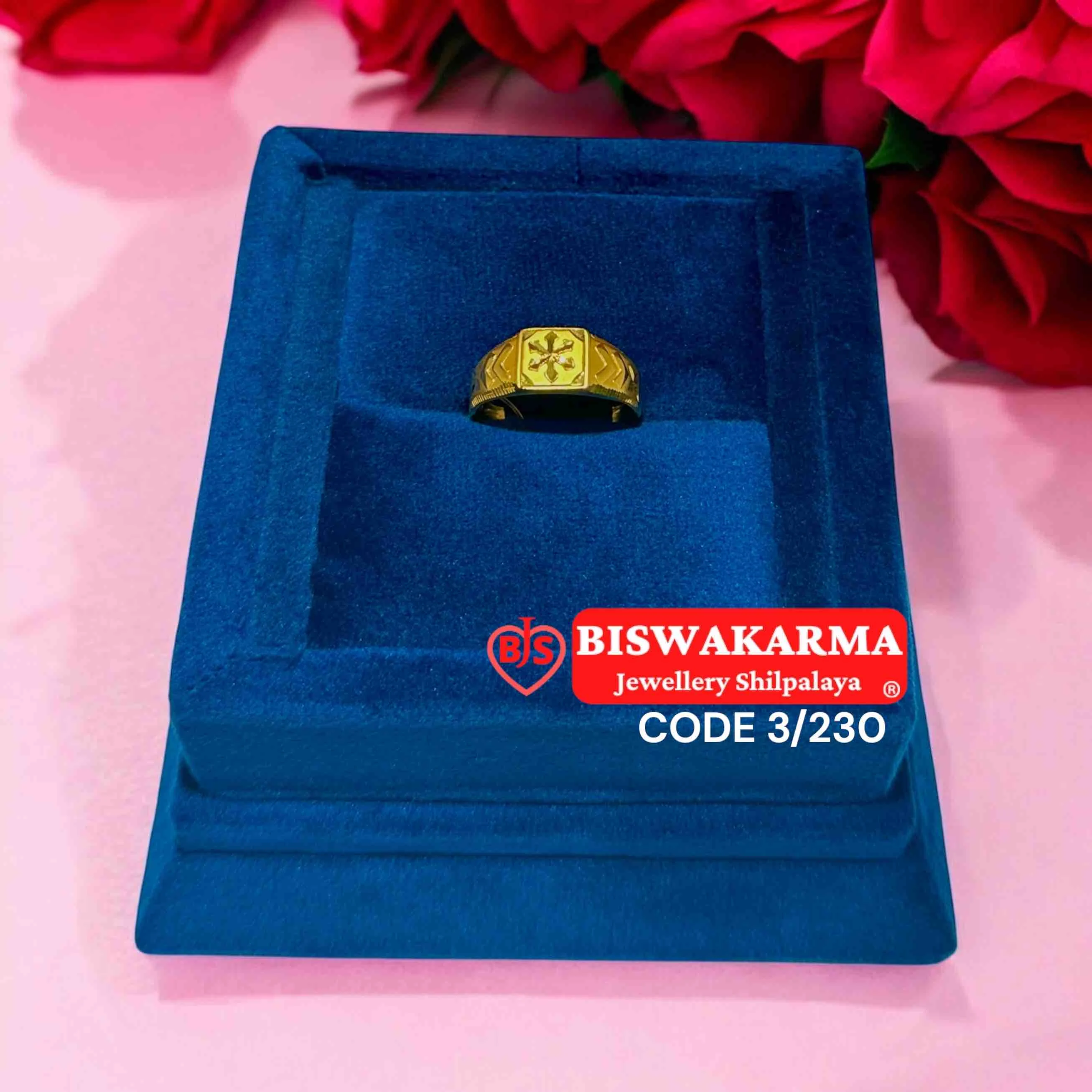3/230 Elegant Floral Gold Men's Ring