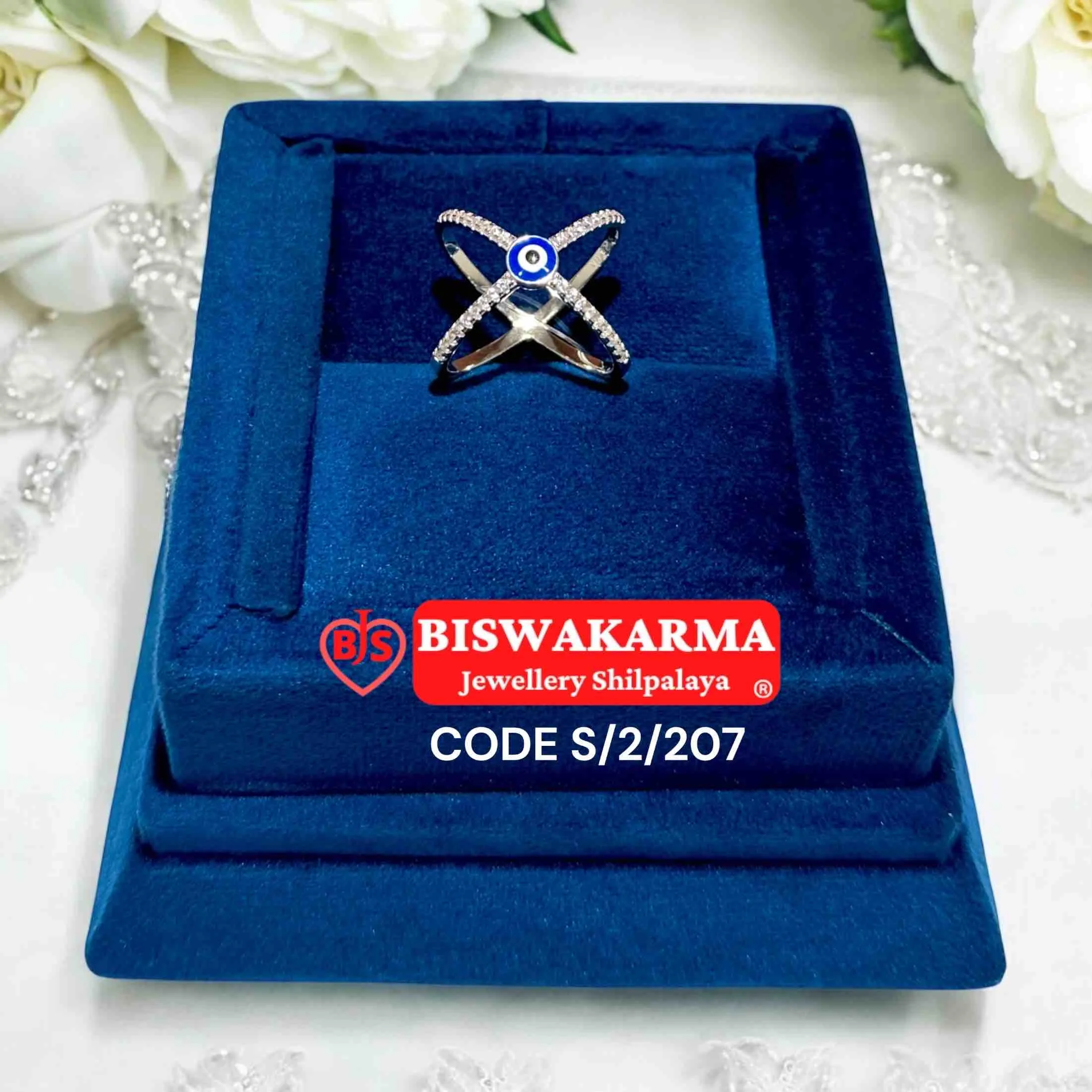 S/2/207 Sterling Silver Blue Ring