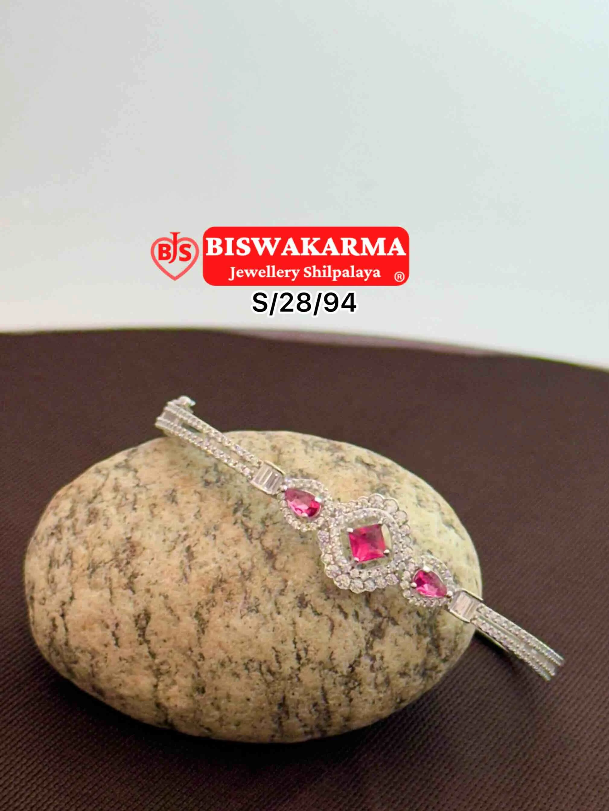 S/28/94 Ruby Glow Silver Ladies Bangle