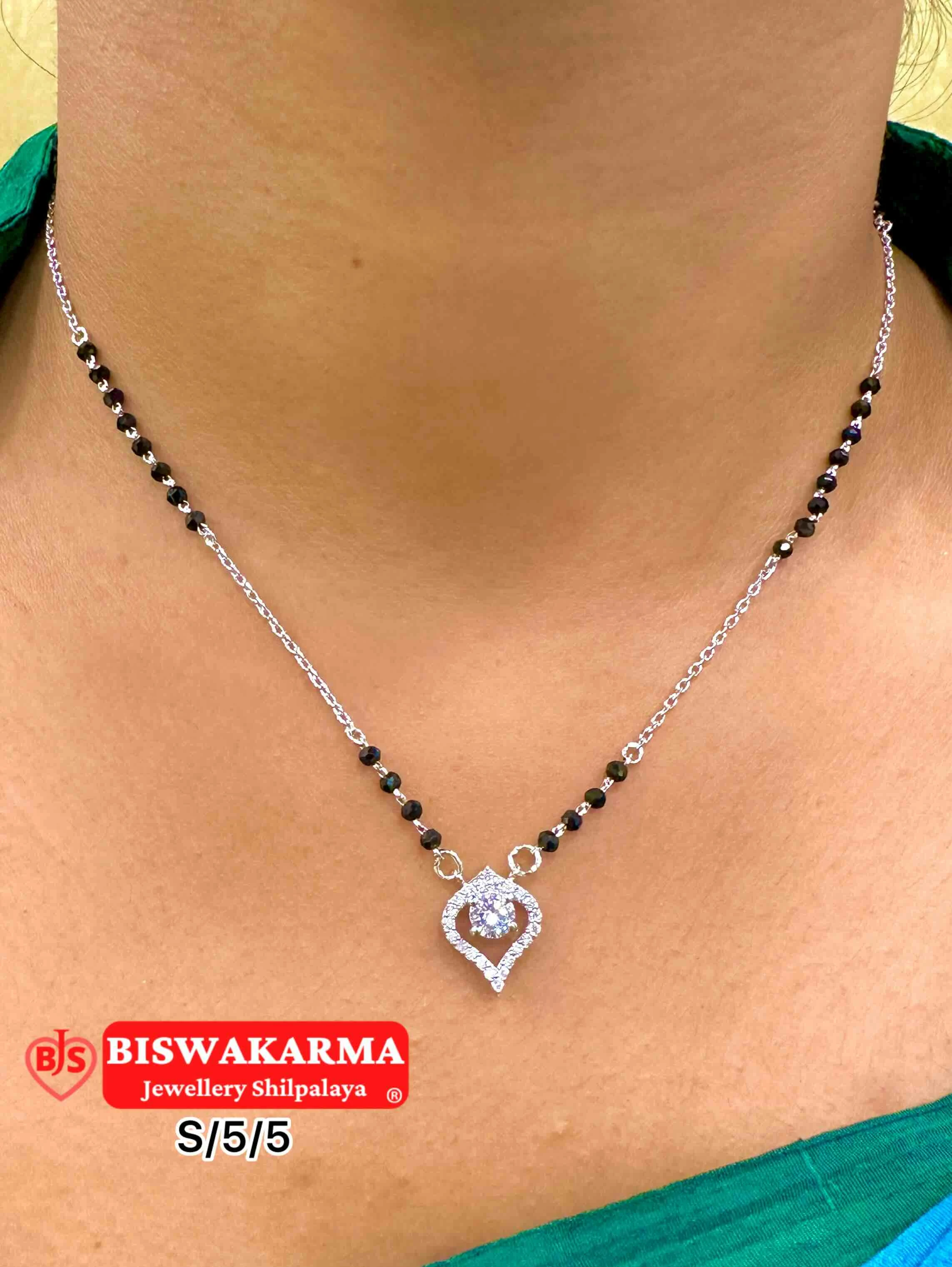 S/5/5 Leaf Drop Silver Mangalsutra