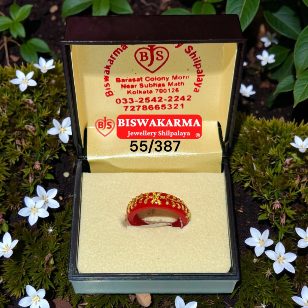 55/387 Red Floral Pola Ring