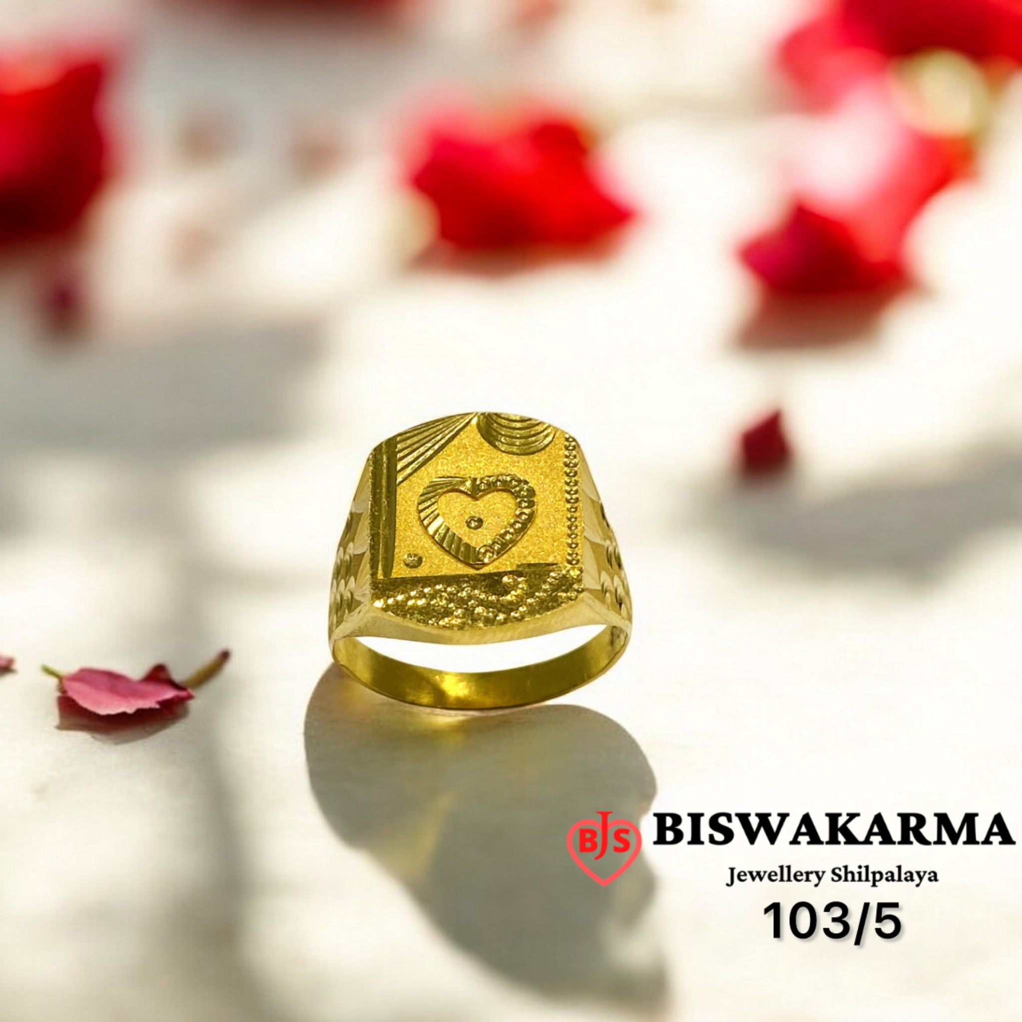 103/5 Heart Carved Gents Ring