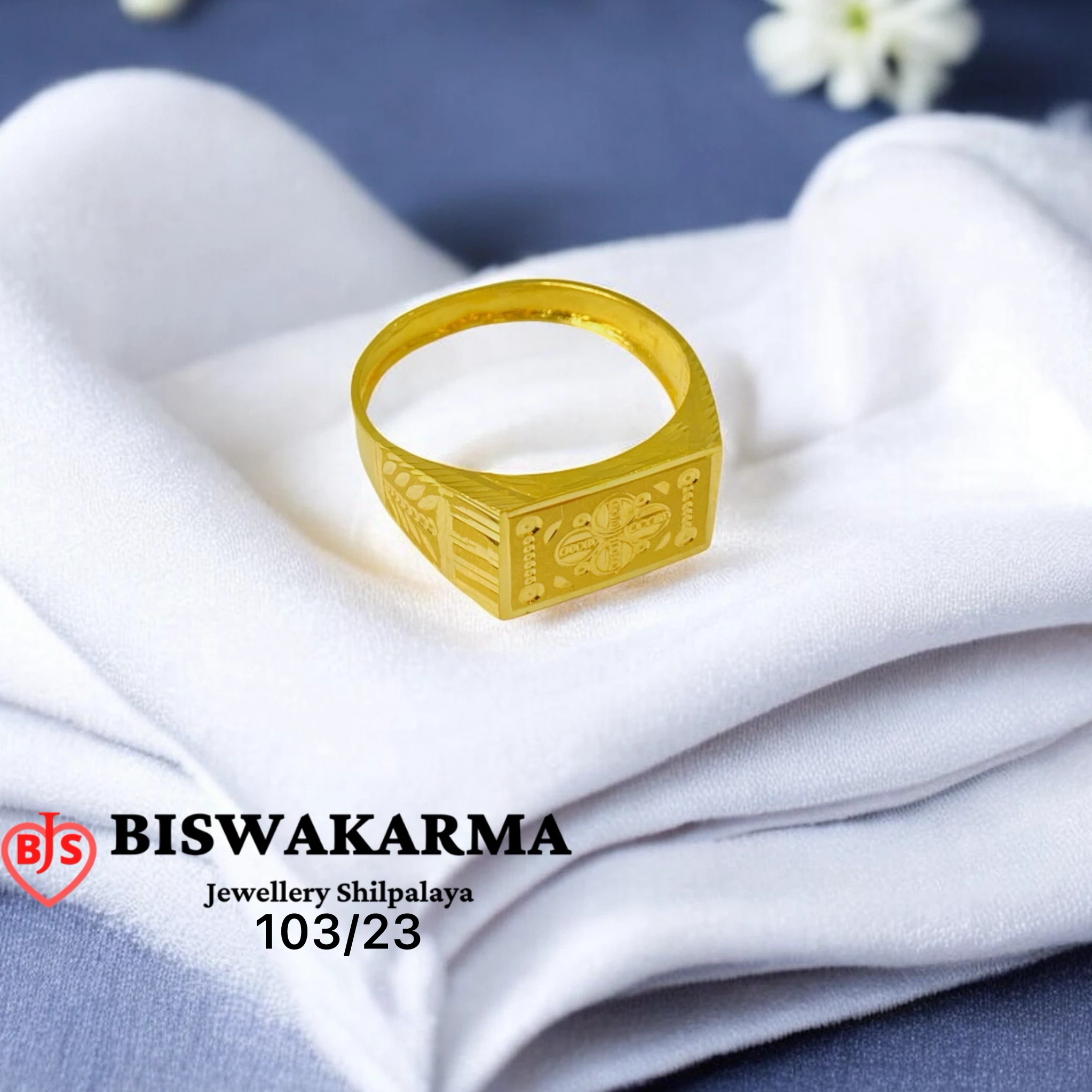 103/23 Floral Panel Gents Ring