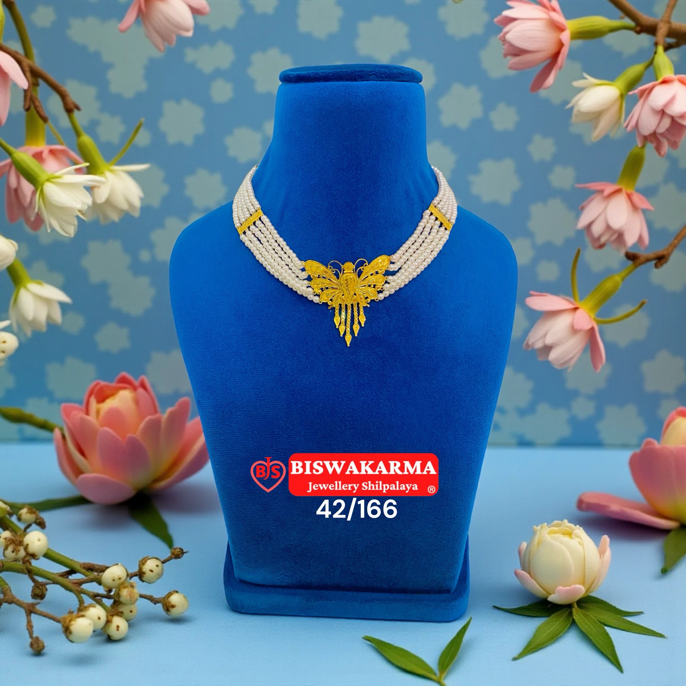 42/166 Butterfly Pearl Necklace