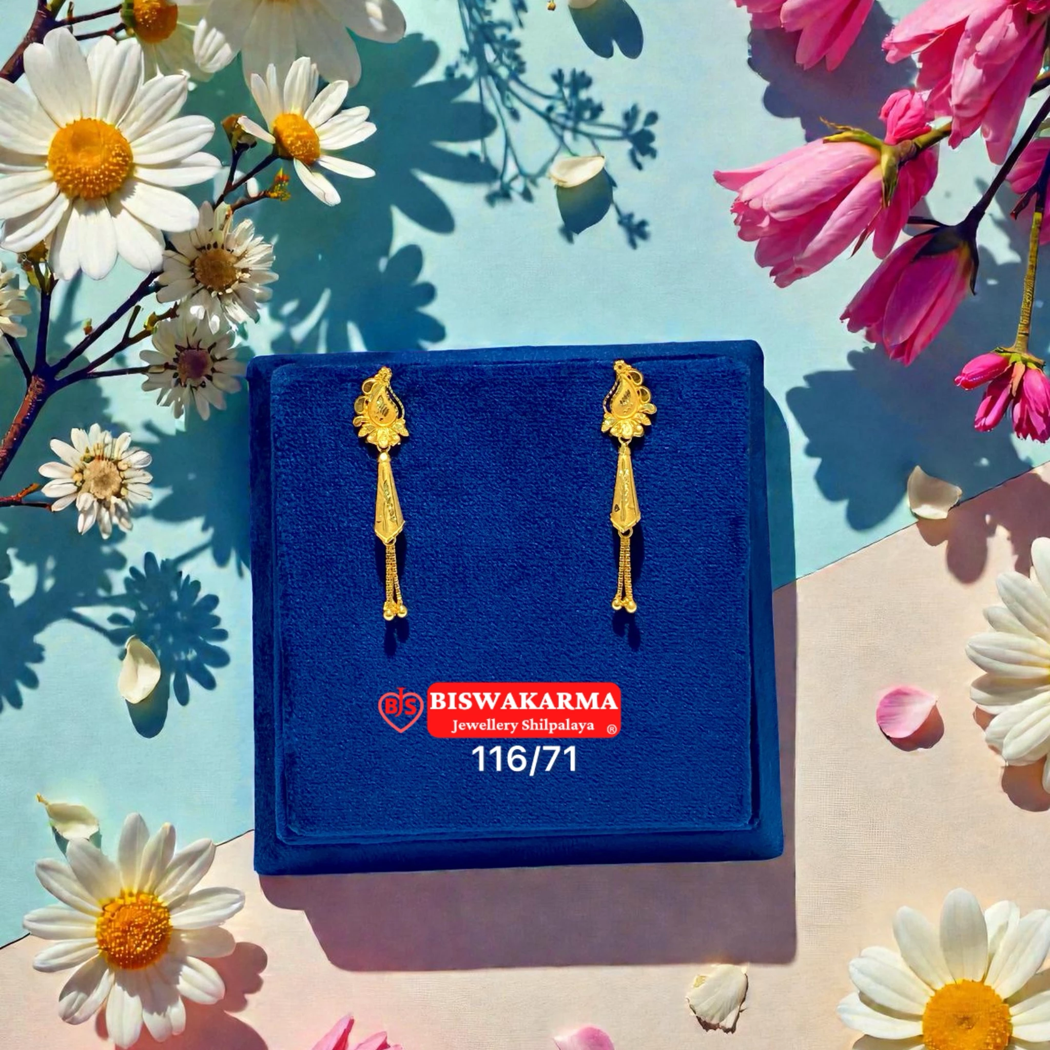 116/71 Paisley Drop Gold Earring
