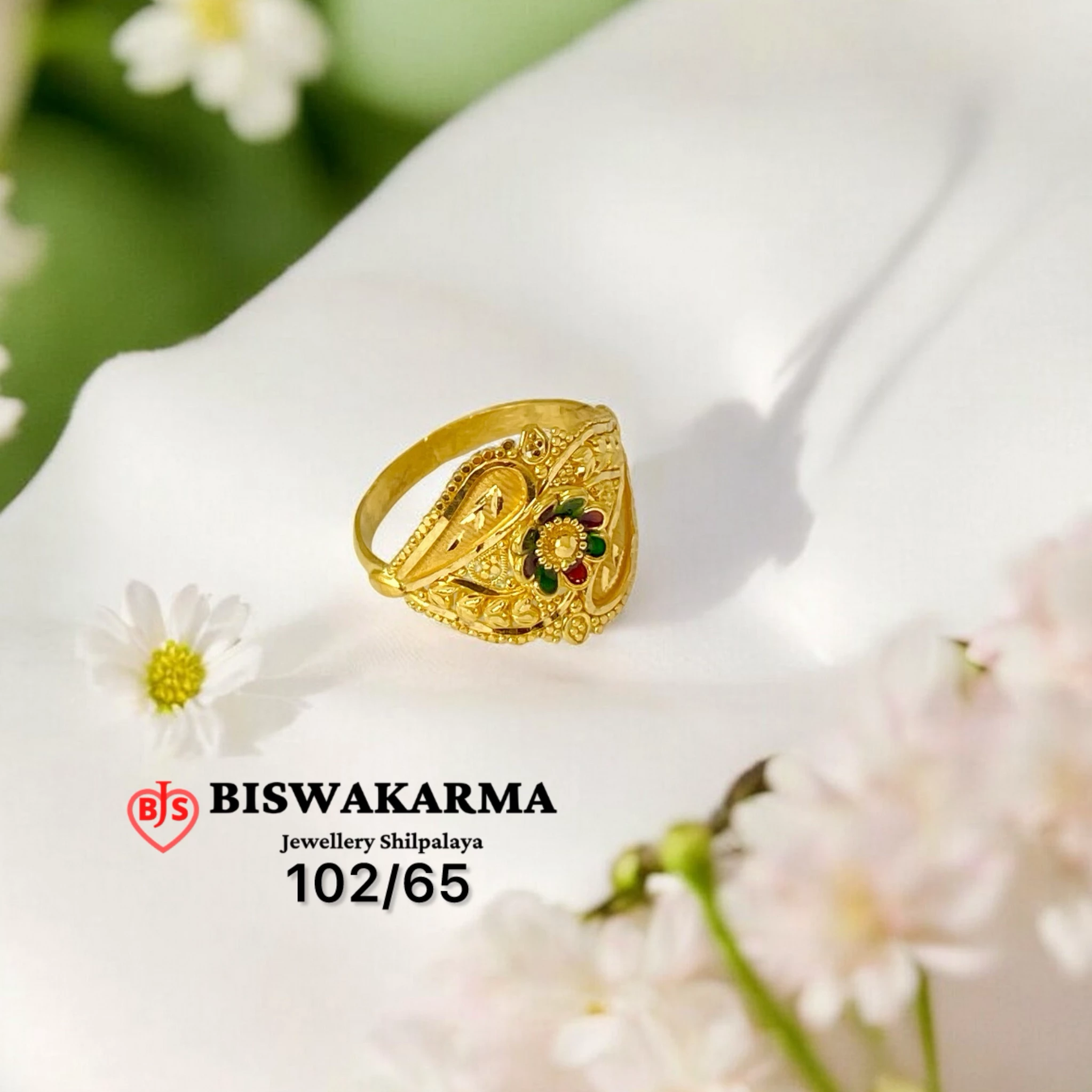 102/65 Floral Enamel Ladies Ring