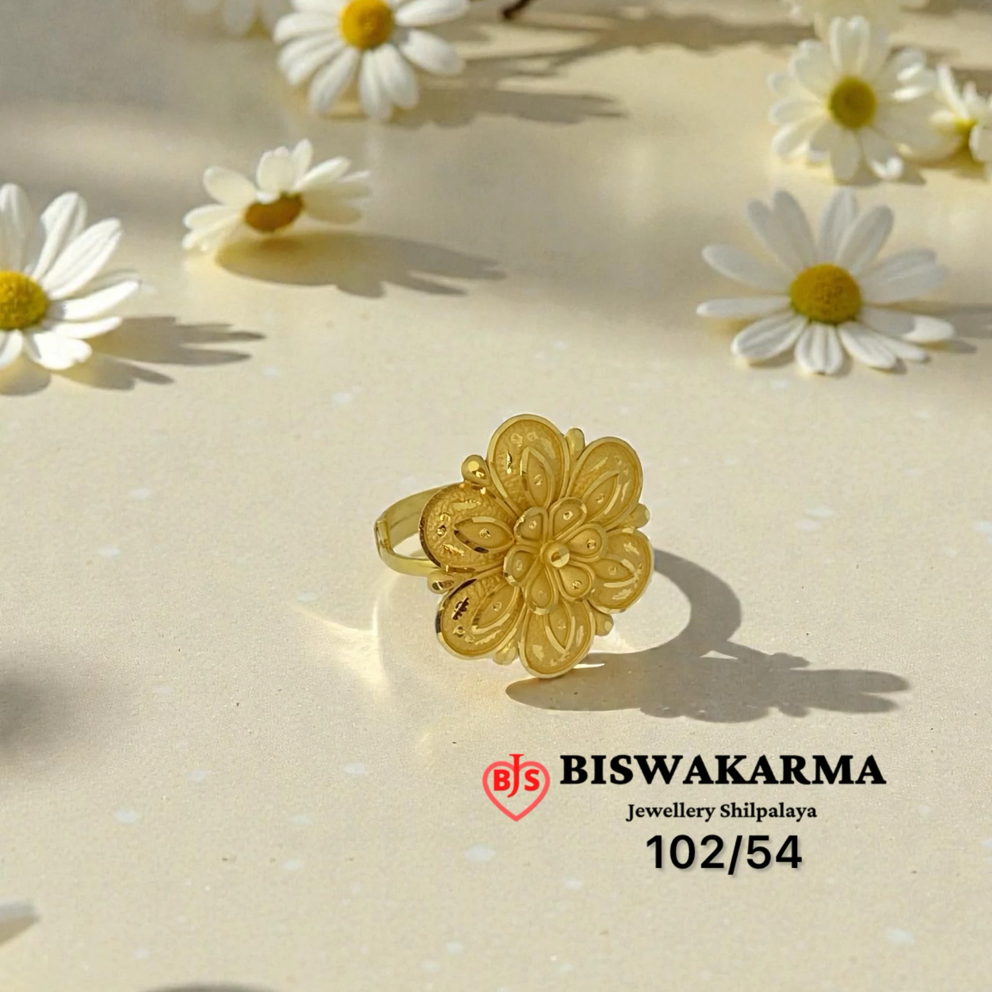 102/54 Bloom Carved Ladies Ring