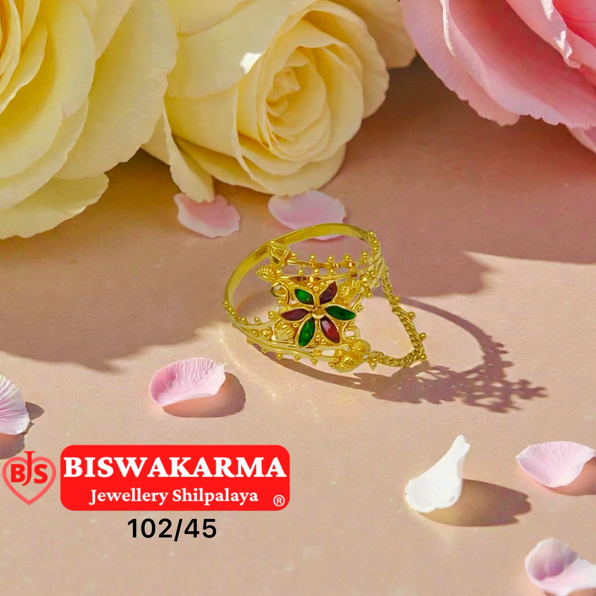 102/45 Floral Chain Ladies Ring