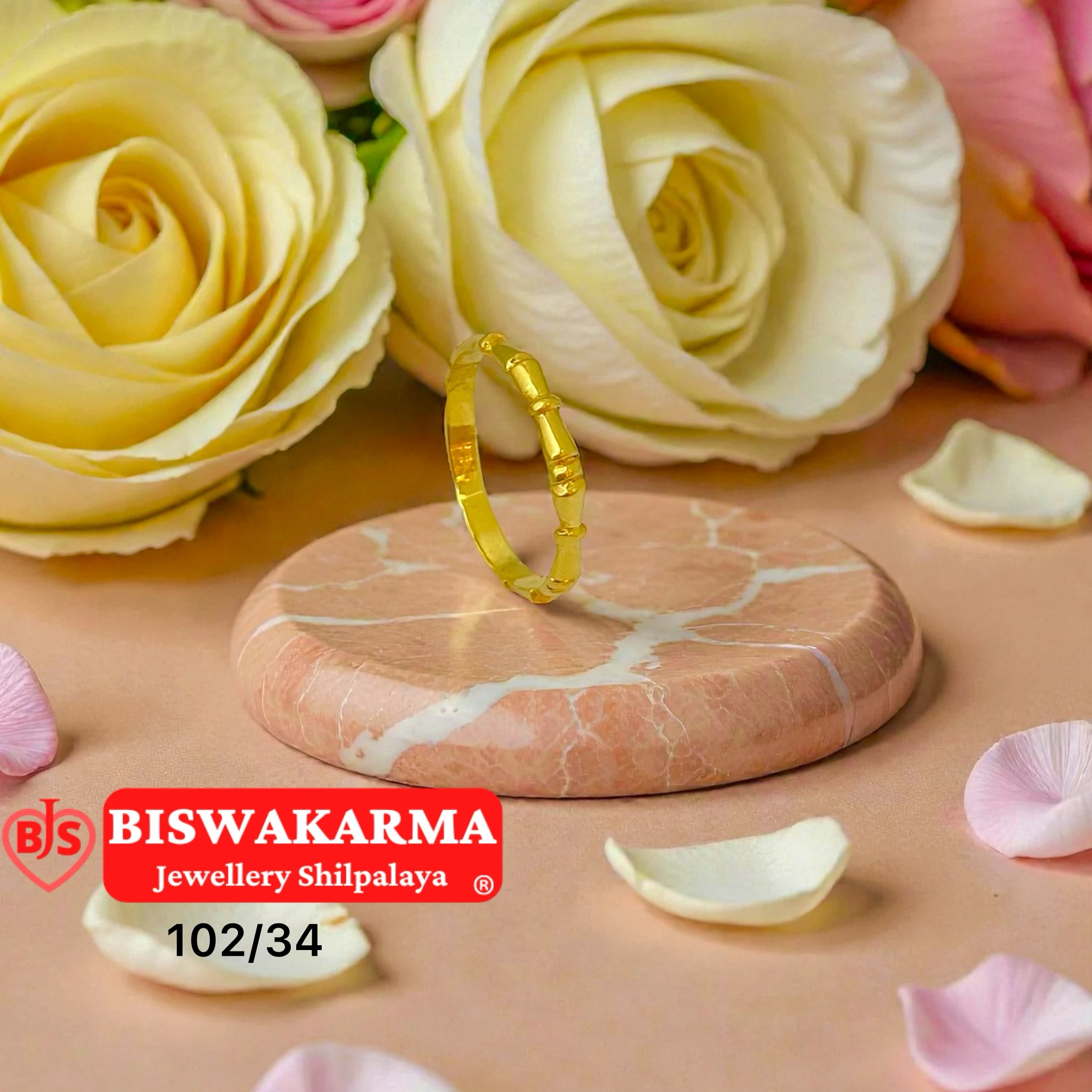 102/34 Bamboo Band Ladies Ring