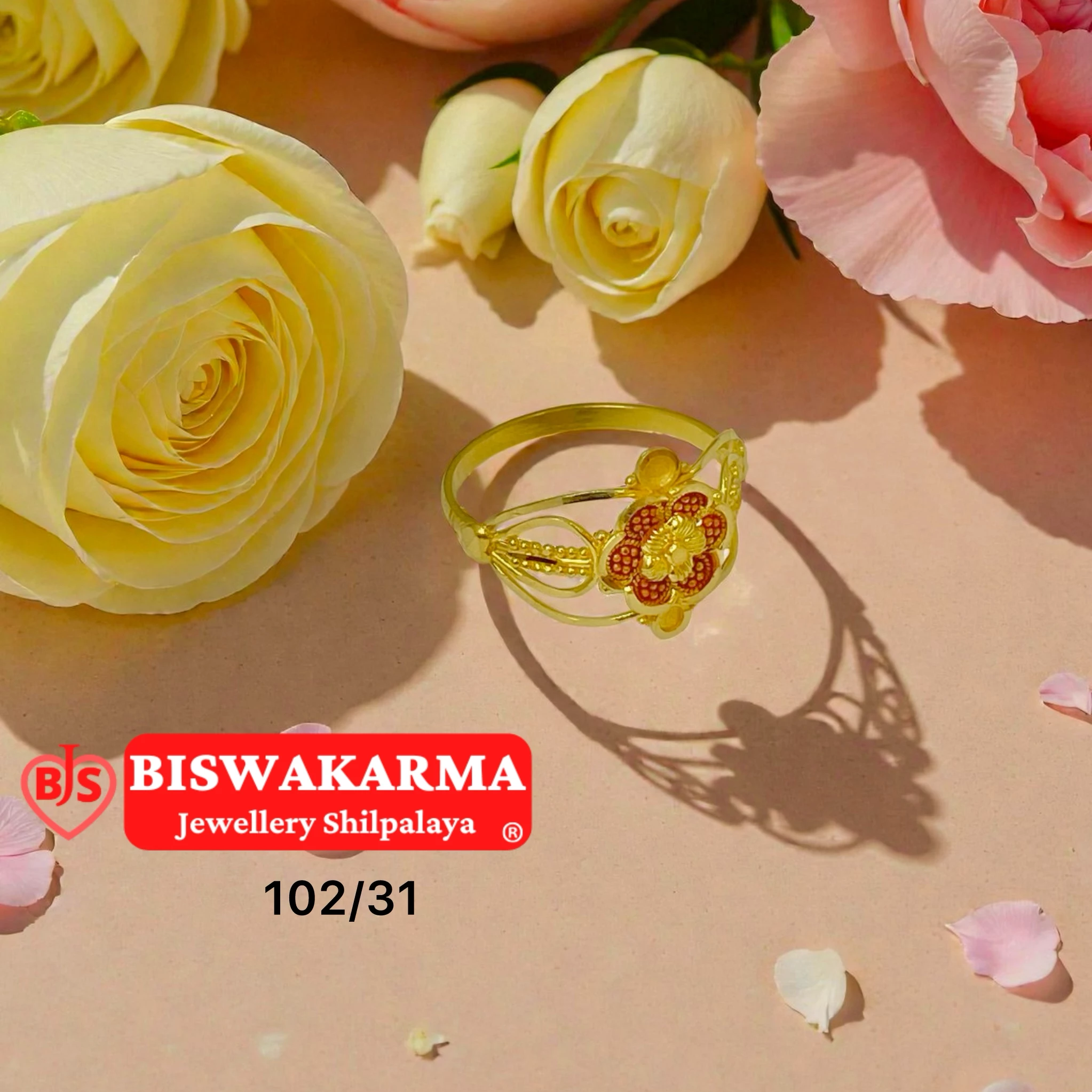 102/31 Floral Colouring Ladies Ring