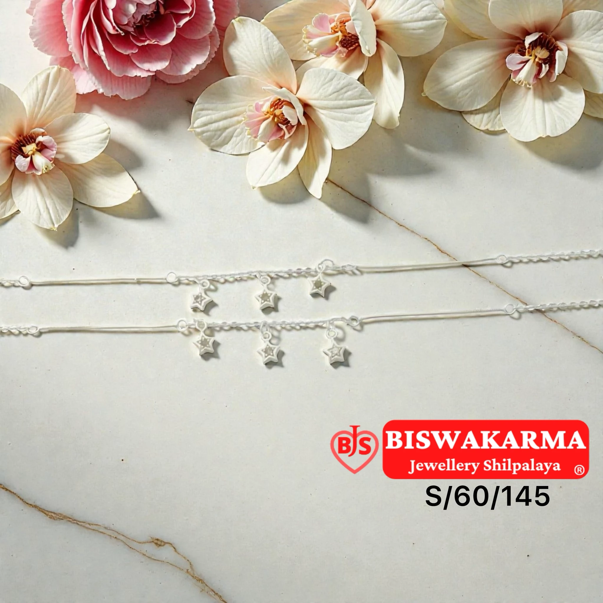 S/60/145 Star Line Silver Anklet