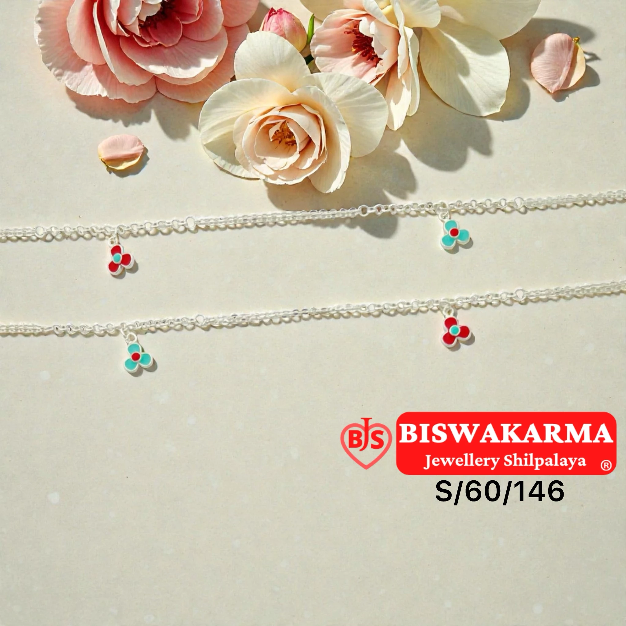 S/60/146 Color Trio Silver Anklet