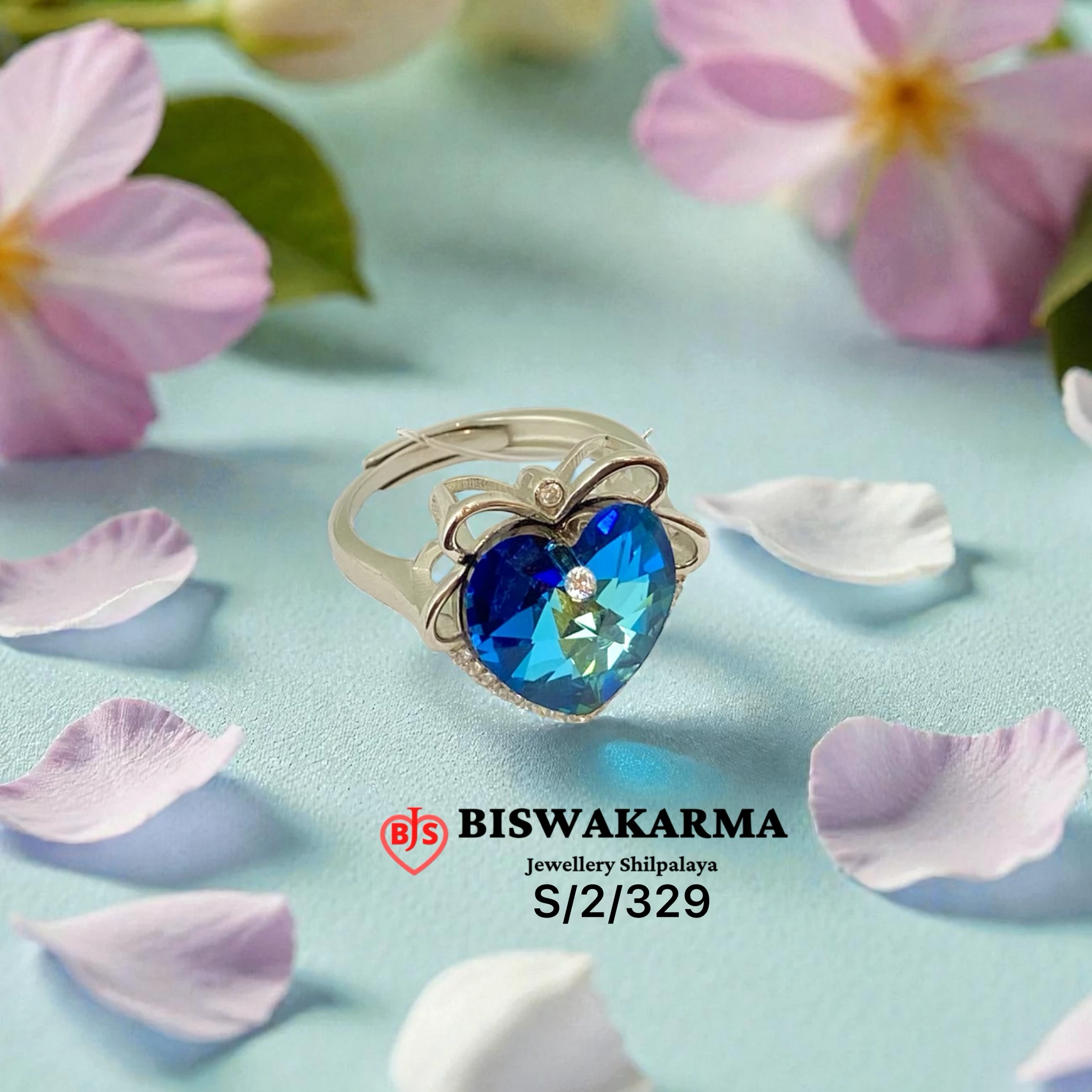 S/2/329 Blue Heart Ring
