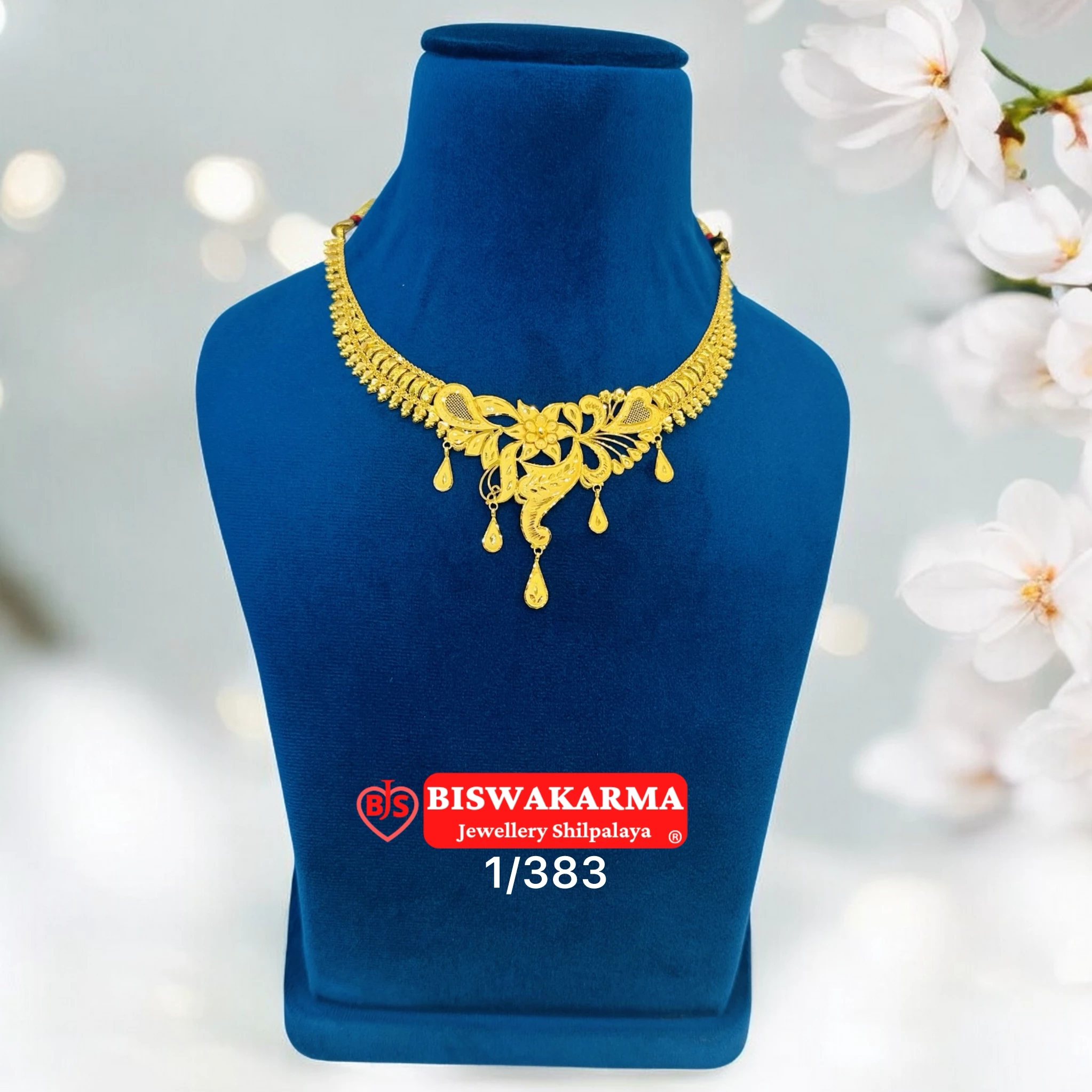 1/383 Floral Drop Crest Necklace
