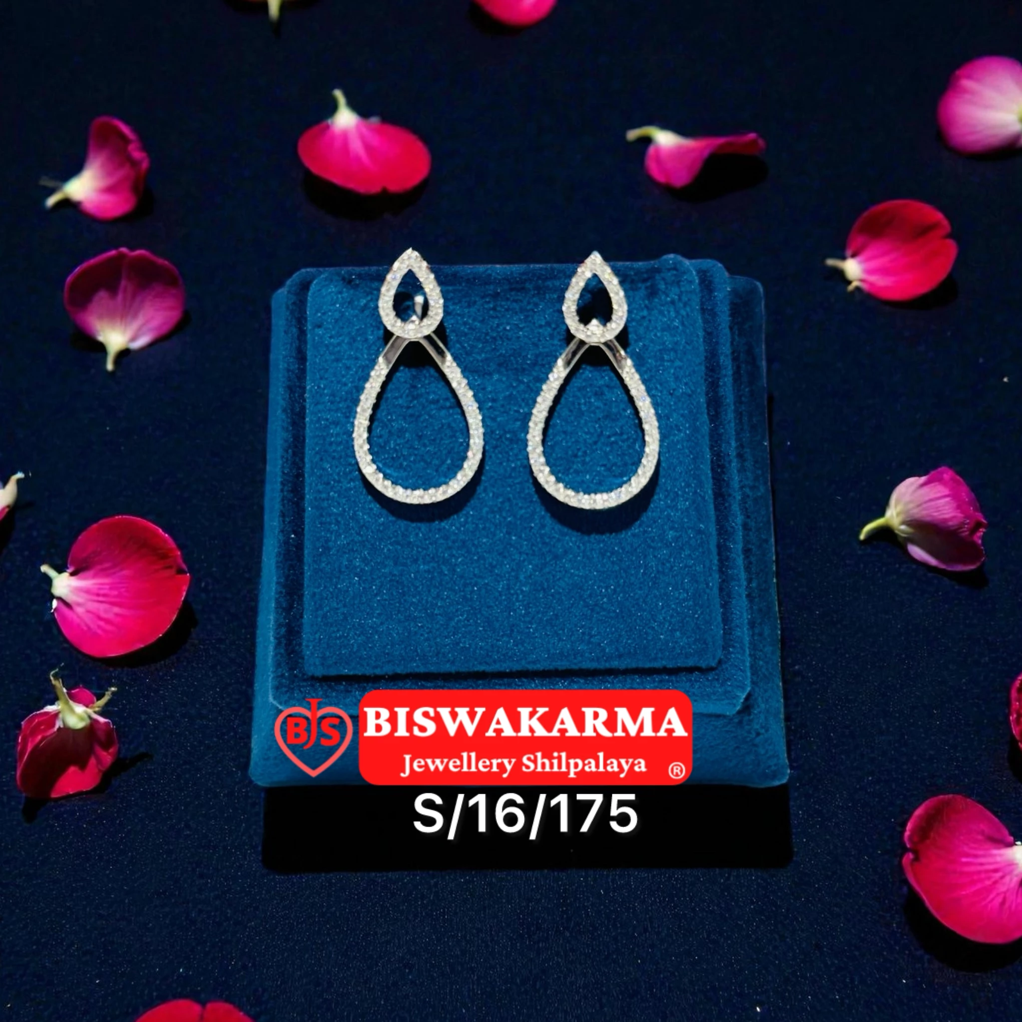 S/16/175 Twin Tear Drops Silver Earring