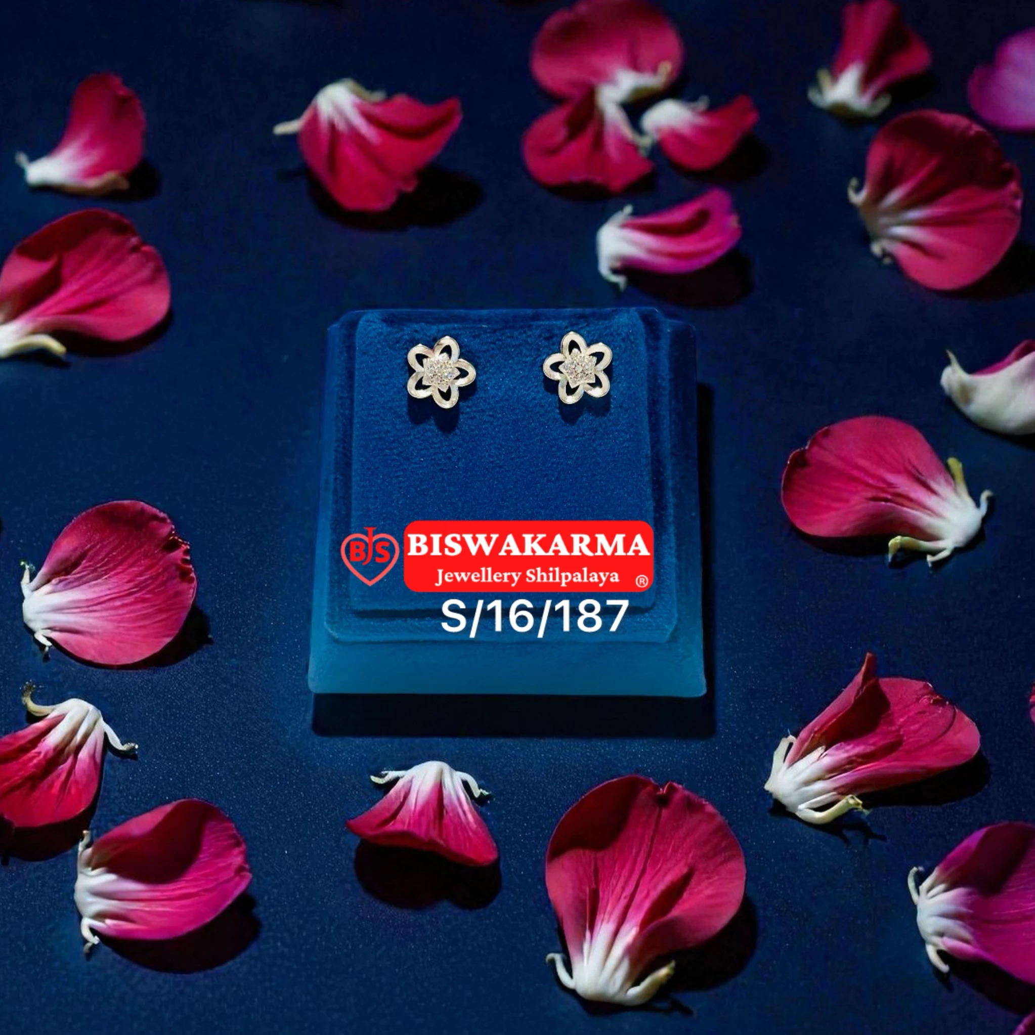 S/16/187 Petal Star Silver Earring