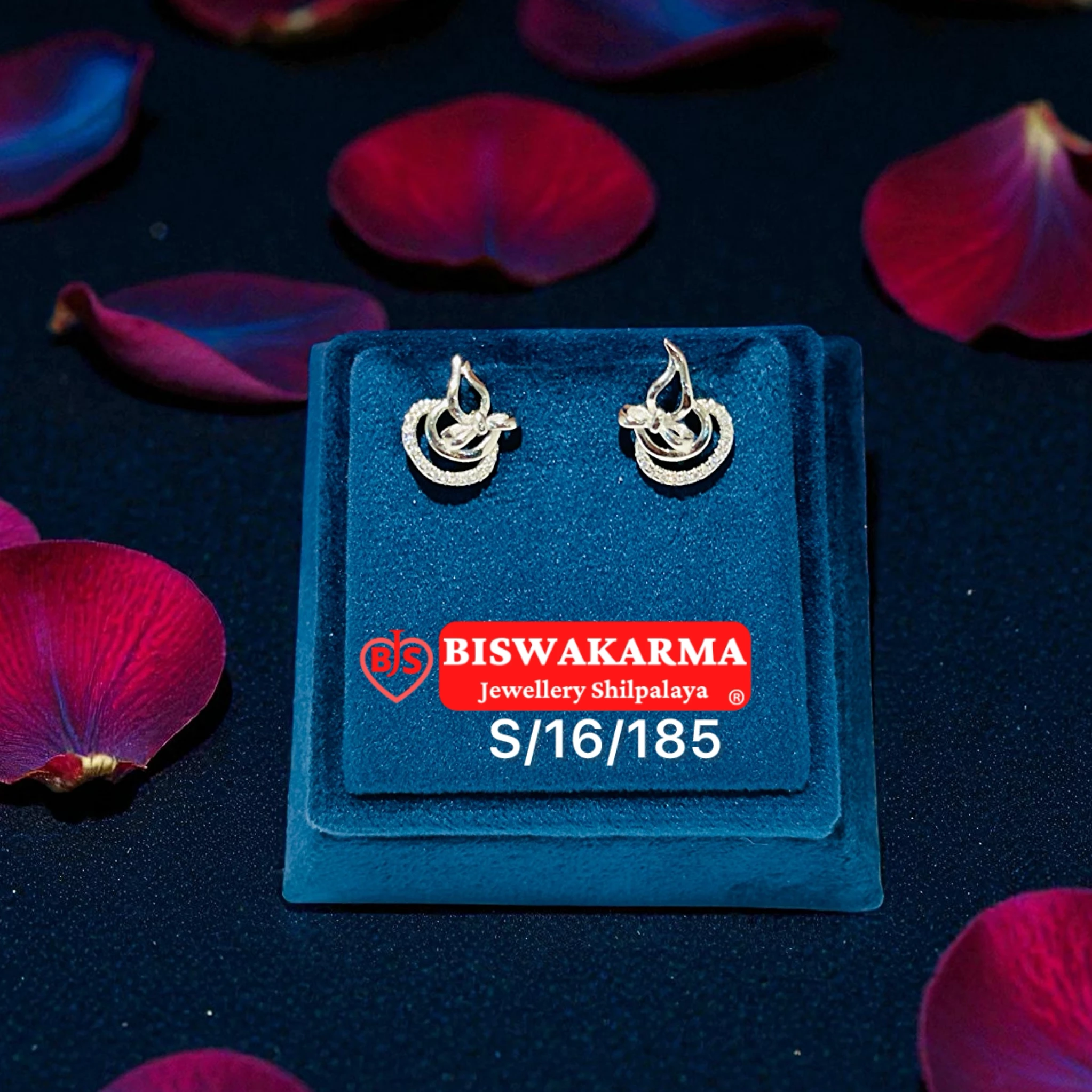 S/16/185 Twin Flame Silver Earring