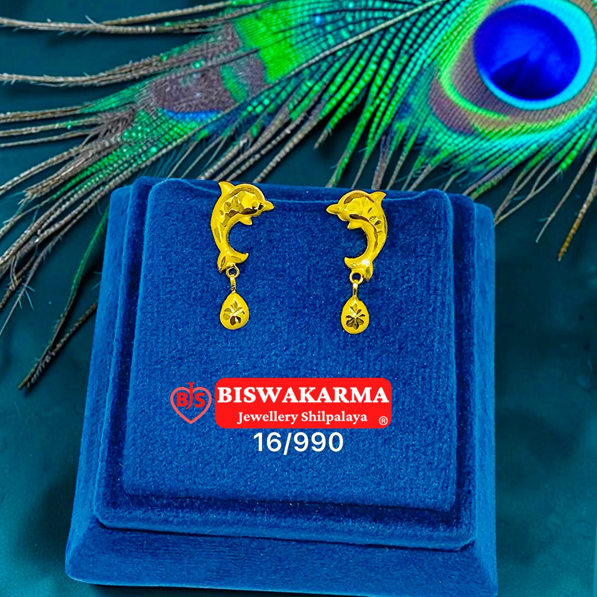 16/990 Dolphin Dew Drop Top Earring