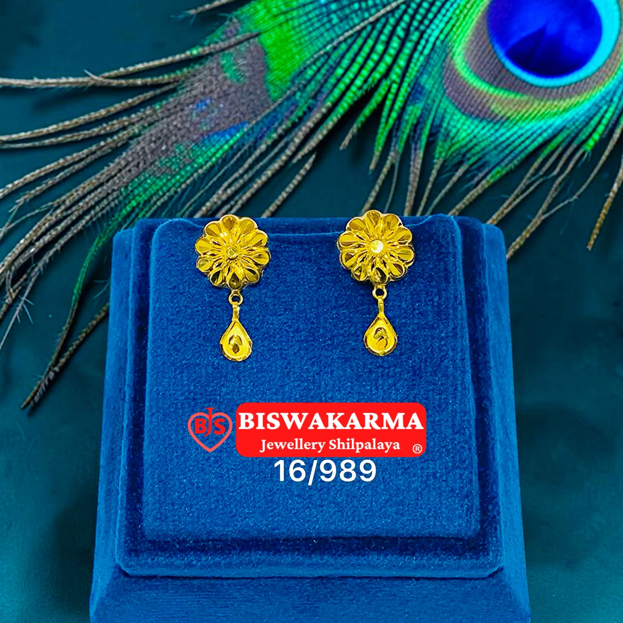 16/989 Sunflower Drop Top Earring