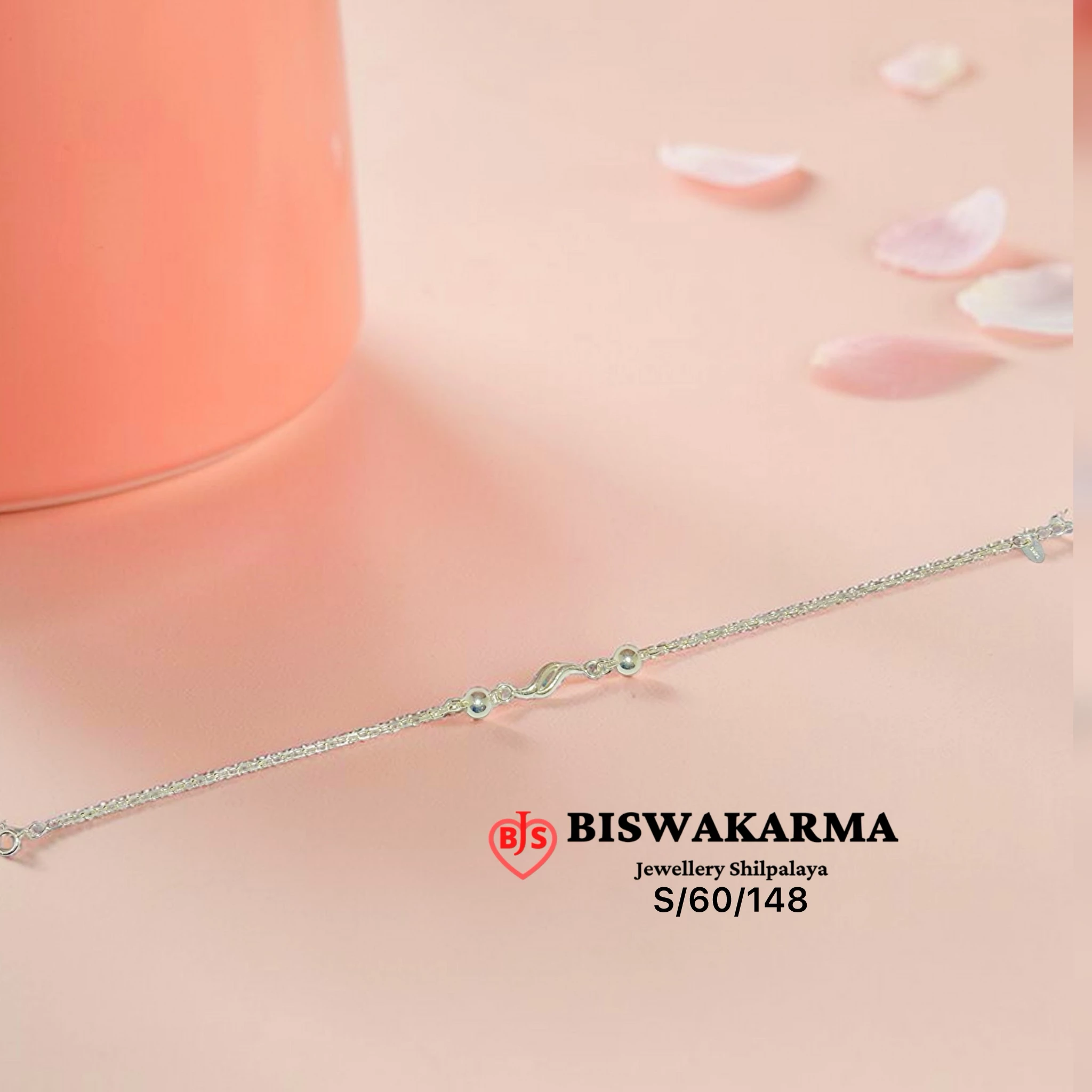 S/60/148 Wave Knot Silver Anklet