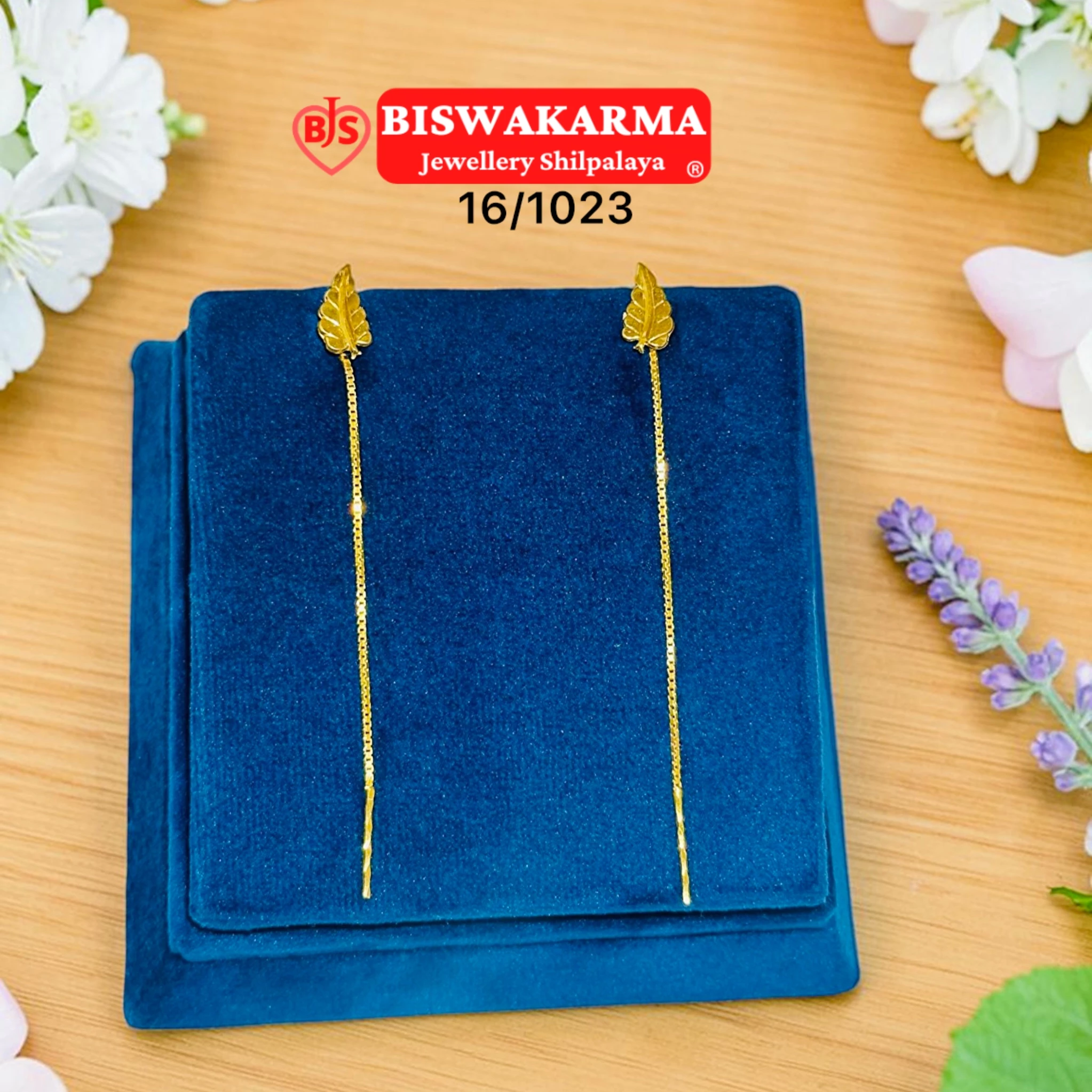 16/1023 Leaf Chain Sui Dhaga Earrings
